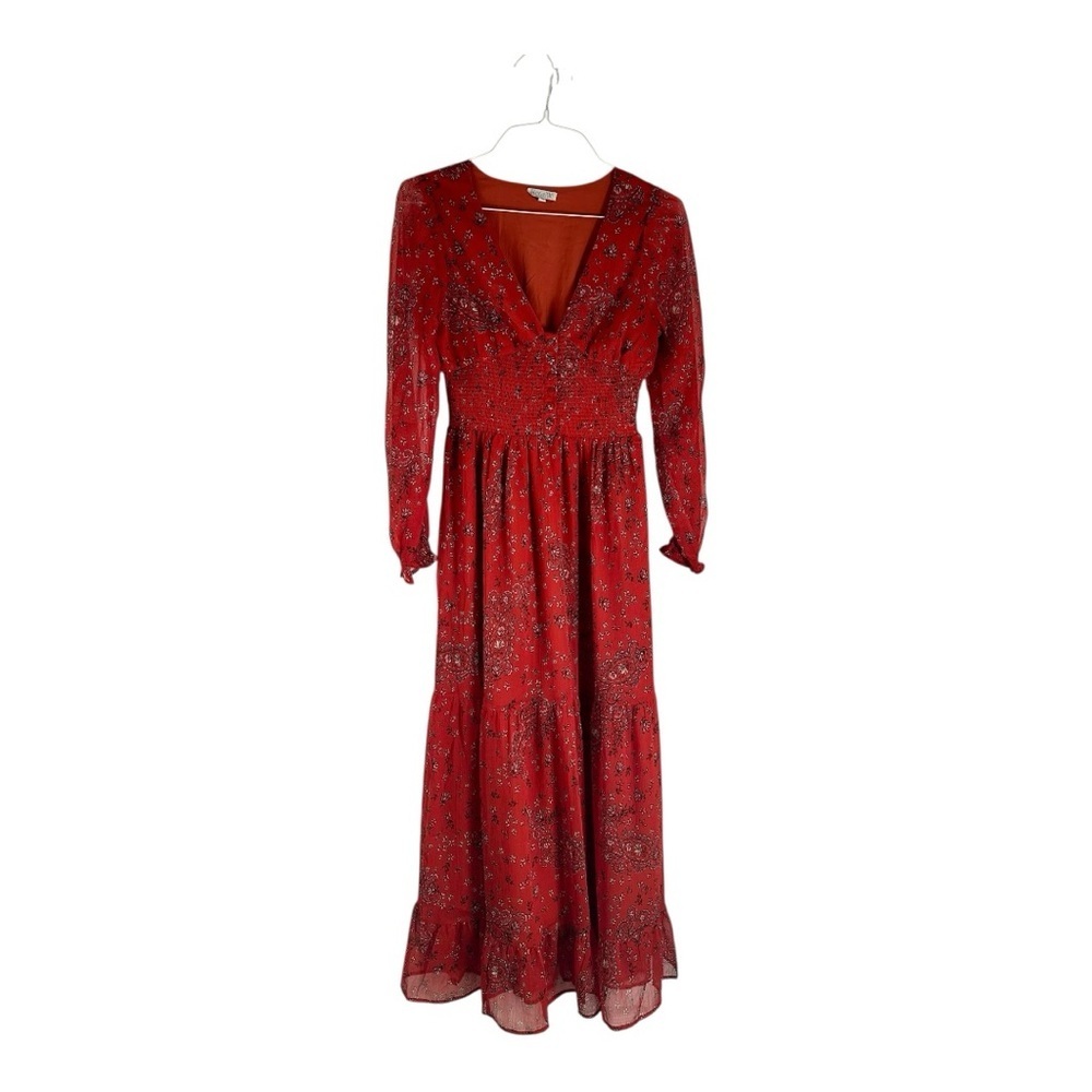 Patrons OF Peace Elegant Orange & Brown Floral Women's Dress Size S